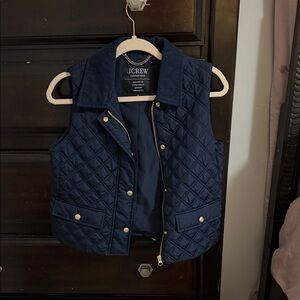 J. Crew Navy Quilted Vest with Gold Hardware